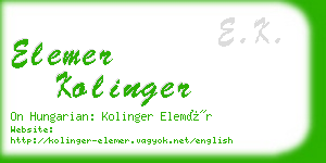 elemer kolinger business card